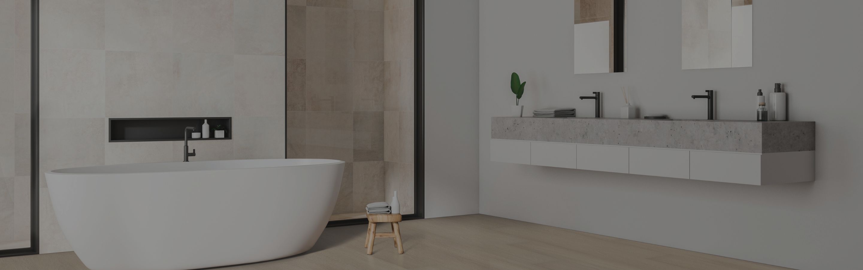 elegant Wisconsin bathroom design with tub and tile shower at Floortech Interiors