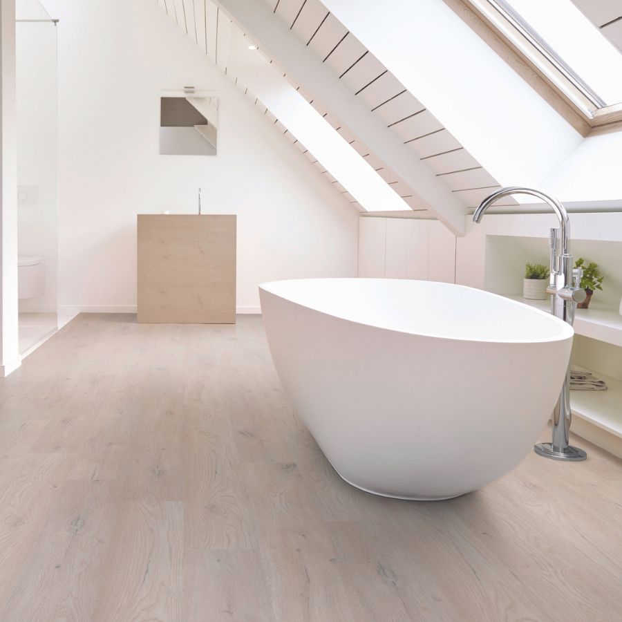 luxury vinyl flooring installation in a bathroom