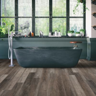 luxury vinyl plank flooring in a Sturtevant bathroom