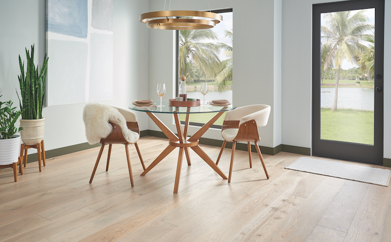 white oak hardwood in dining room